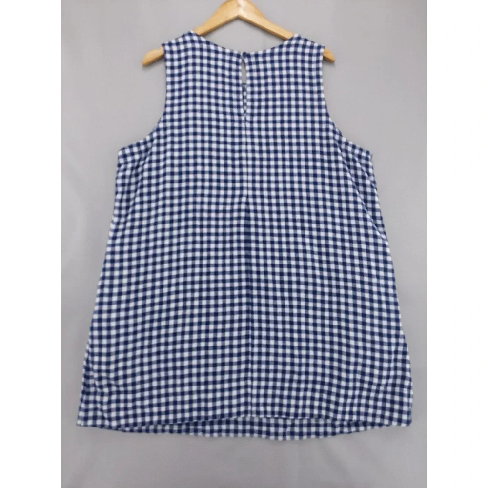 Old Navy Shift Dress Womens XXL Blue Gingham Linen Blend Sleeveless Pockets - Picture 4 of 8